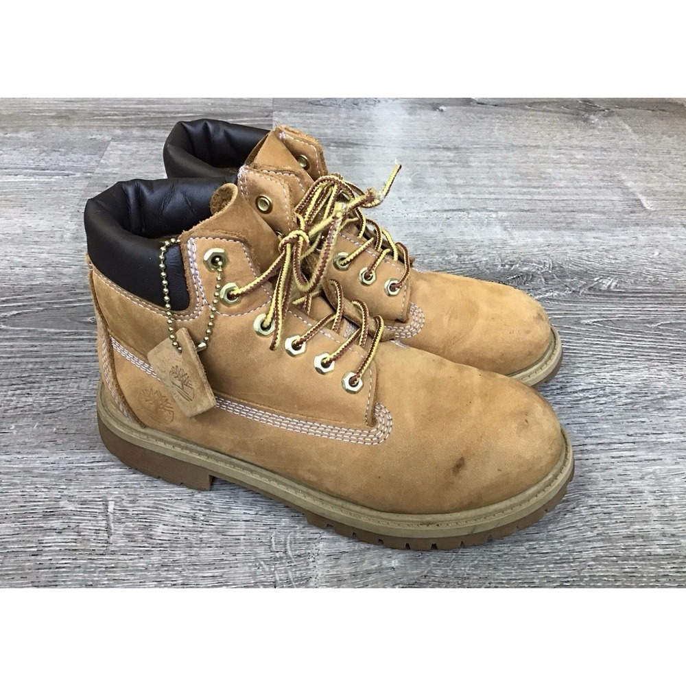 Timberland 12709 6" Youth Kids Size 3 Wheat Nubuck Lace Up Waterproof Boots